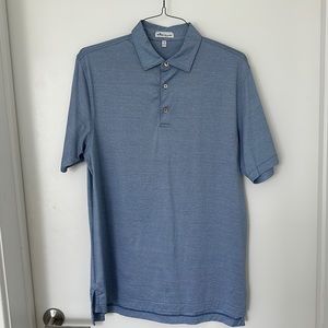 Peter Millar Mens Clarksville Stripe Cotton Lisle Polo Blue Size Medium
